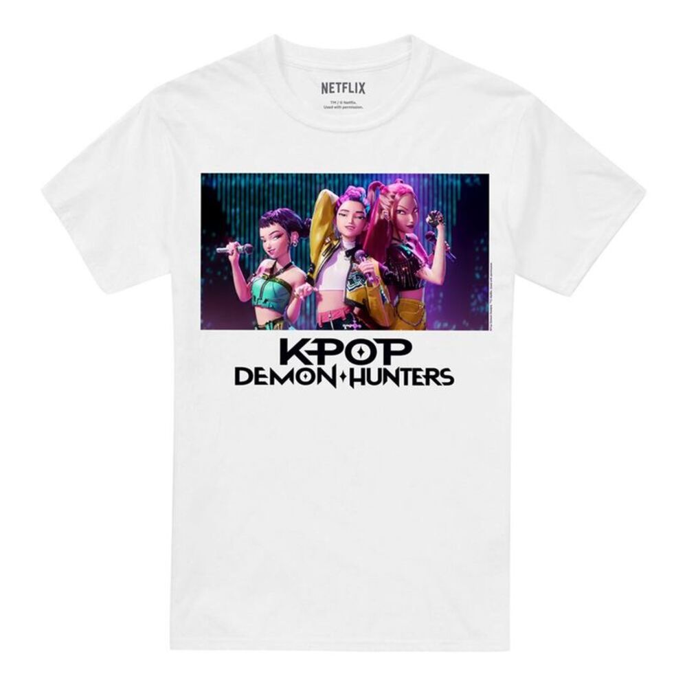 K-Pop Demon Hunters Unisex Adult Singing Huntr/X Group T-Shirt / White